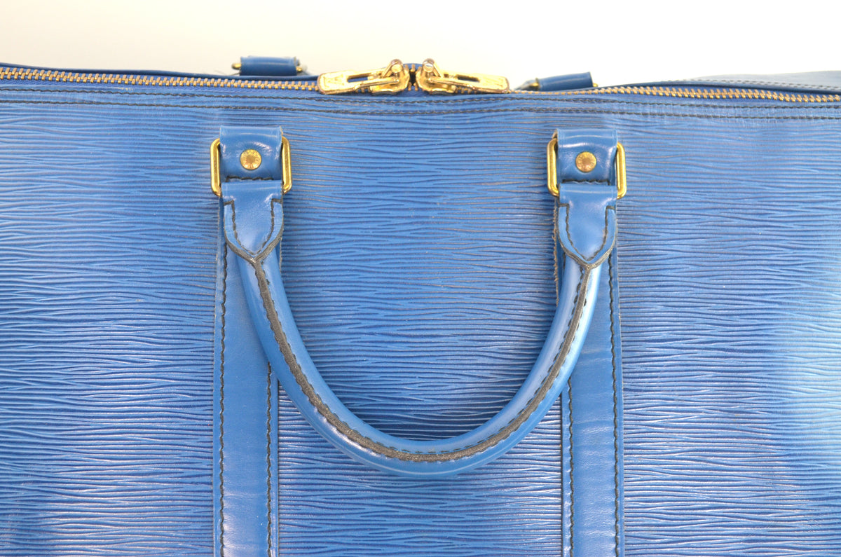 Louis Vuitton Keepall Reisetasche Epi Leder Blau Vintage