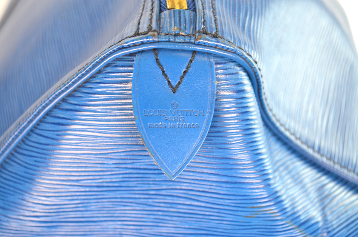 Louis Vuitton Keepall Reisetasche Epi Leder Blau Vintage