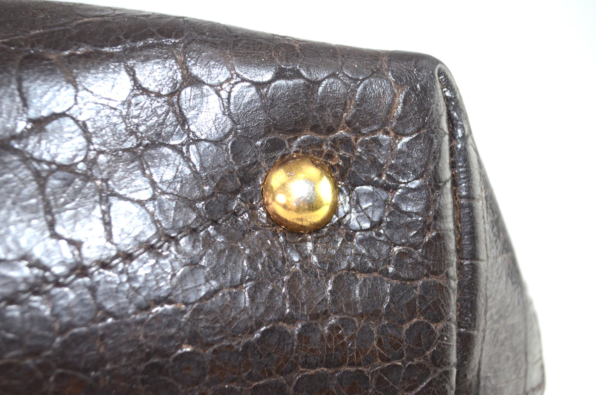 Miu Miu Tote Dunkelbraun Leder mit Krokodilprägung