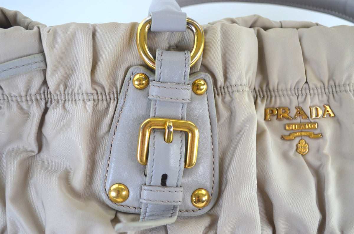 Prada Tessuto Gaufre Tote Nylon Beige