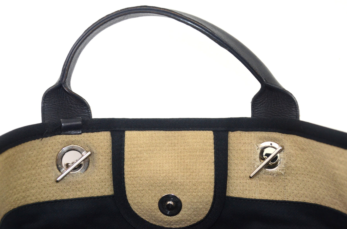 Chanel Deauville Tote Beige Canvas Schwarz