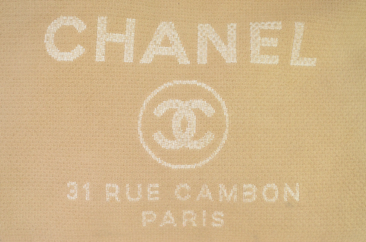Chanel Deauville Tote Beige Canvas Schwarz