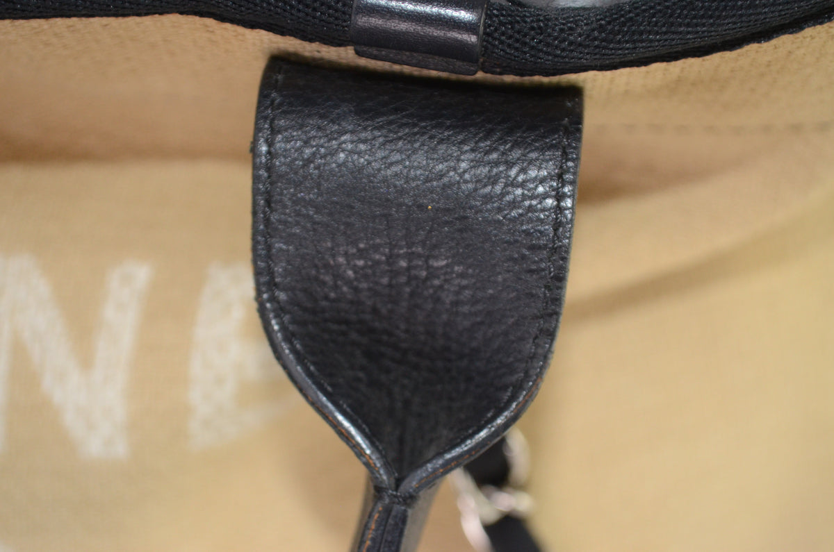 Chanel Deauville Tote Beige Canvas Schwarz