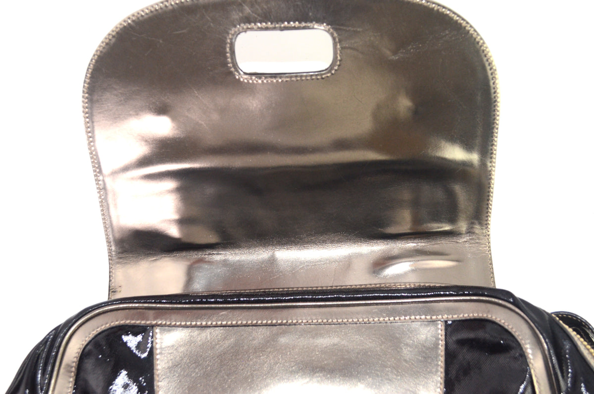 Gucci Bamboo Pop Lackleder Schwarz Metallic