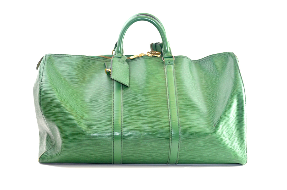 Louis Vuitton Keepall Epi Leder Grün Reisetasche