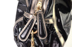 Gucci Bamboo Pop Lackleder Schwarz Metallic