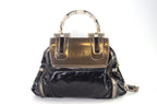Gucci Bamboo Pop Lackleder Schwarz Metallic