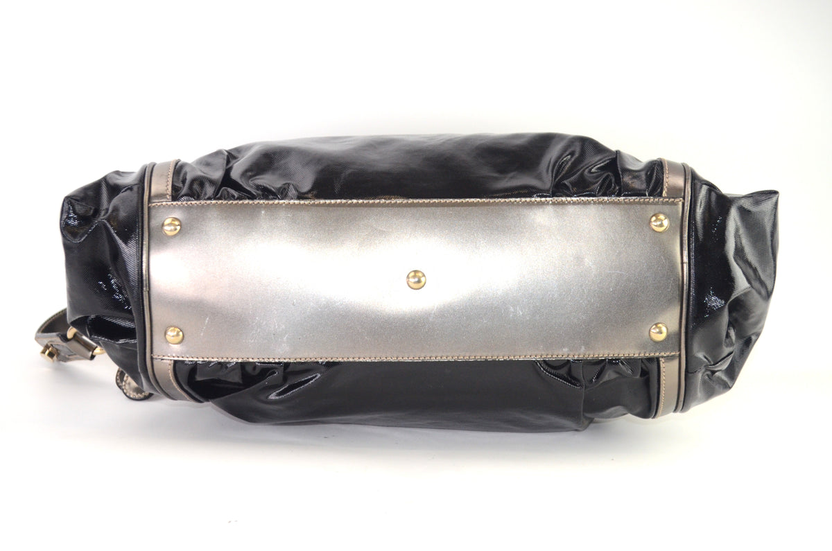 Gucci Bamboo Pop Lackleder Schwarz Metallic