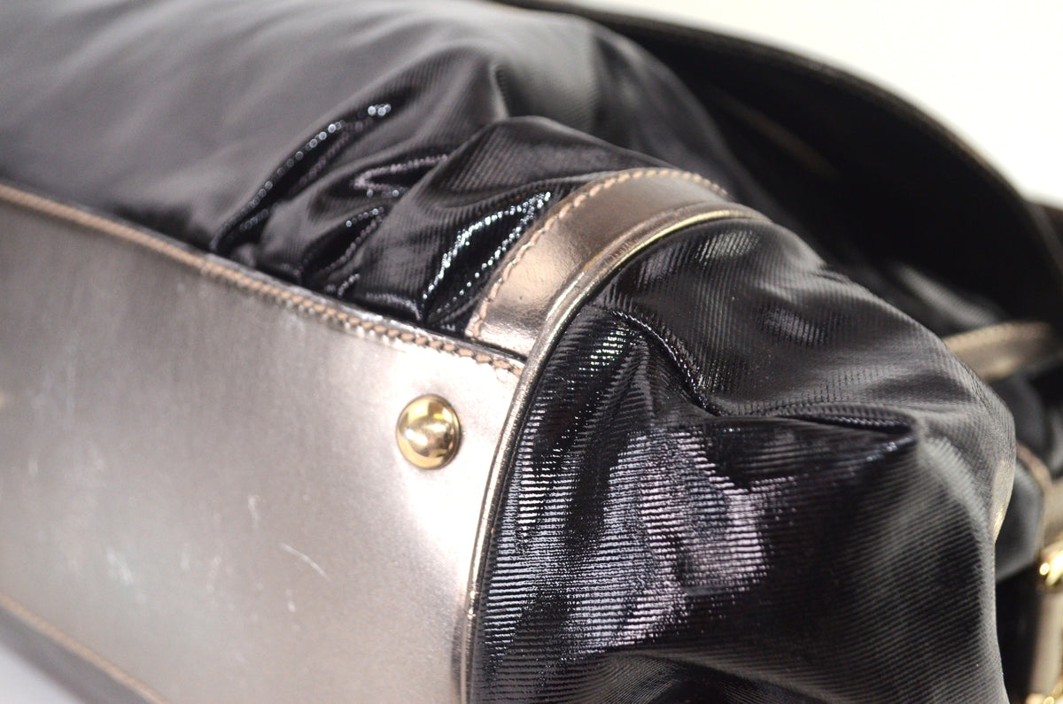 Gucci Bamboo Pop Lackleder Schwarz Metallic