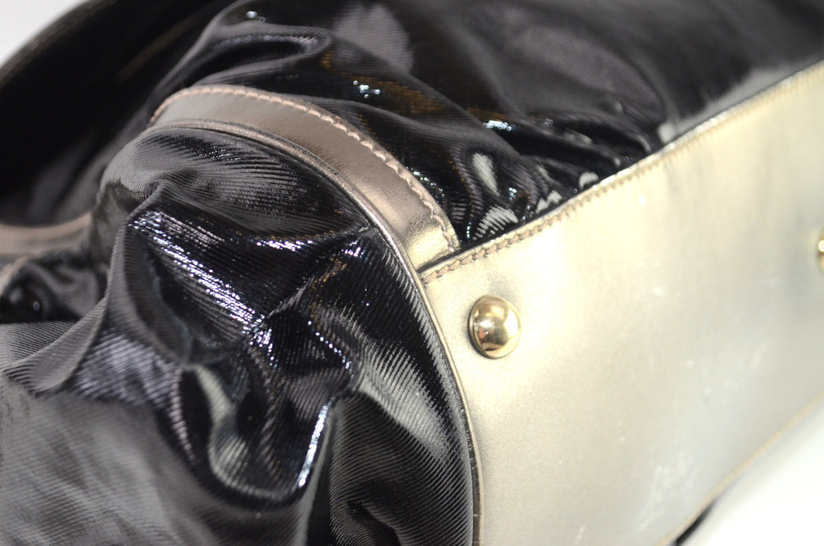 Gucci Bamboo Pop Lackleder Schwarz Metallic