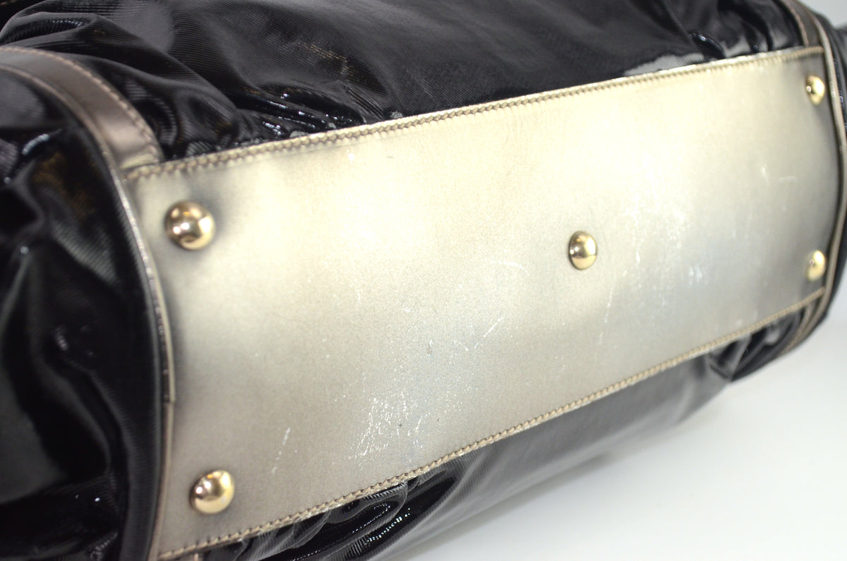 Gucci Bamboo Pop Lackleder Schwarz Metallic