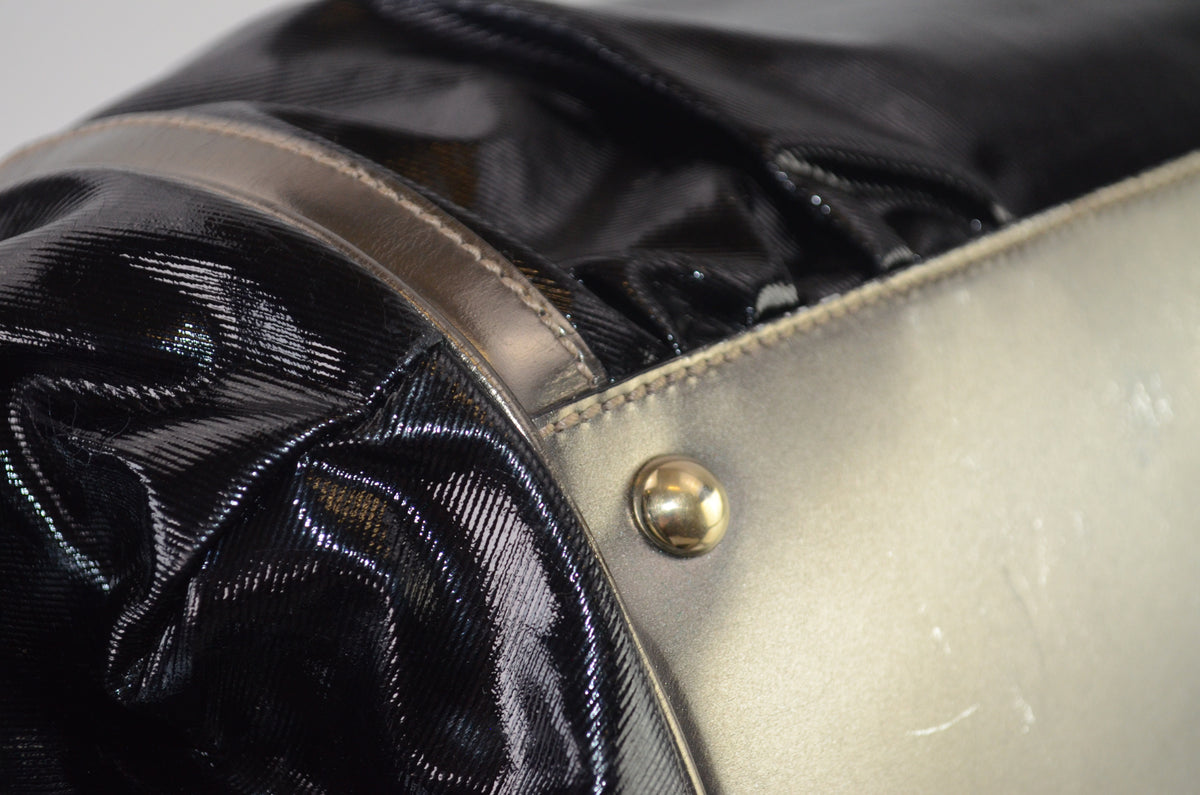 Gucci Bamboo Pop Lackleder Schwarz Metallic