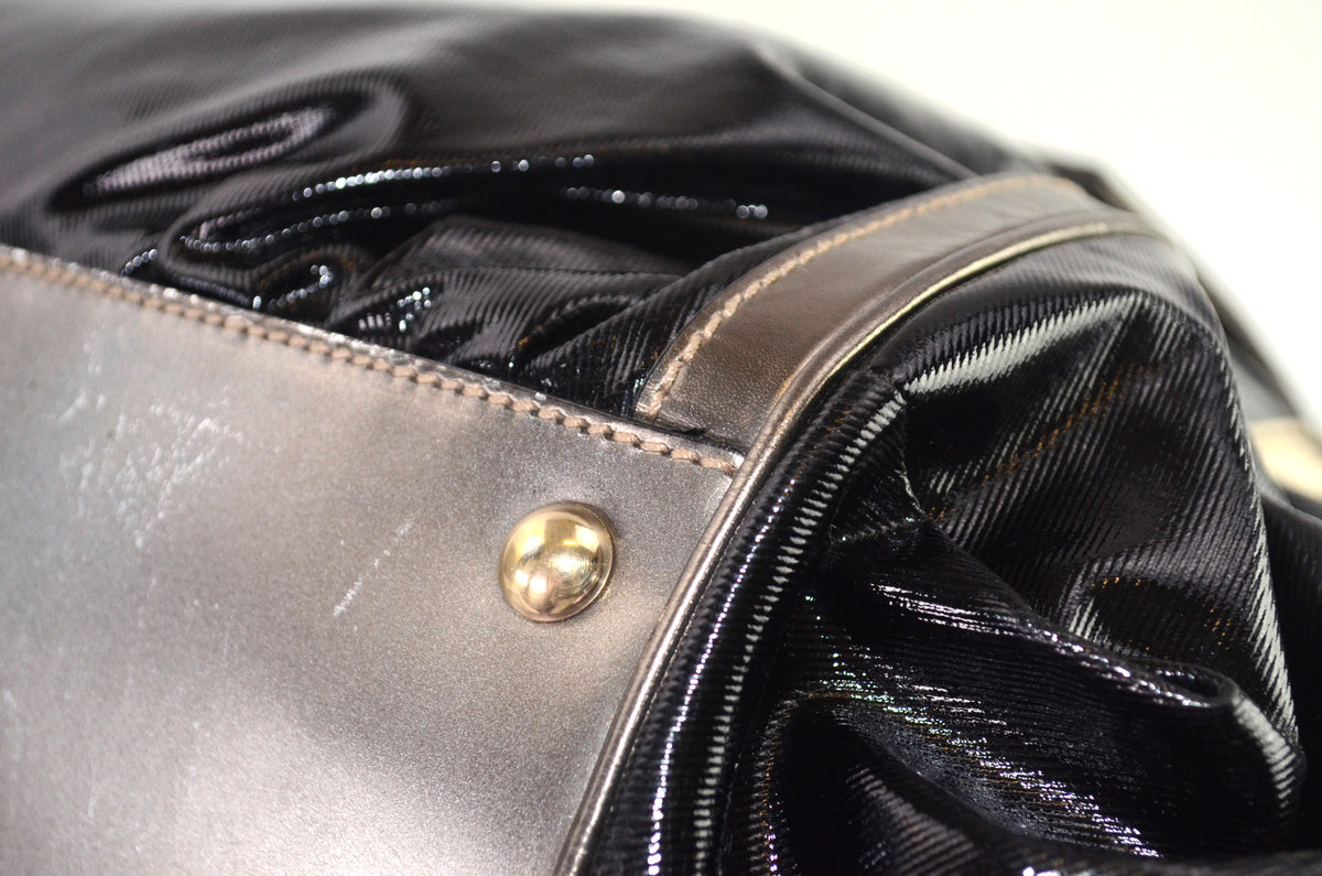 Gucci Bamboo Pop Lackleder Schwarz Metallic