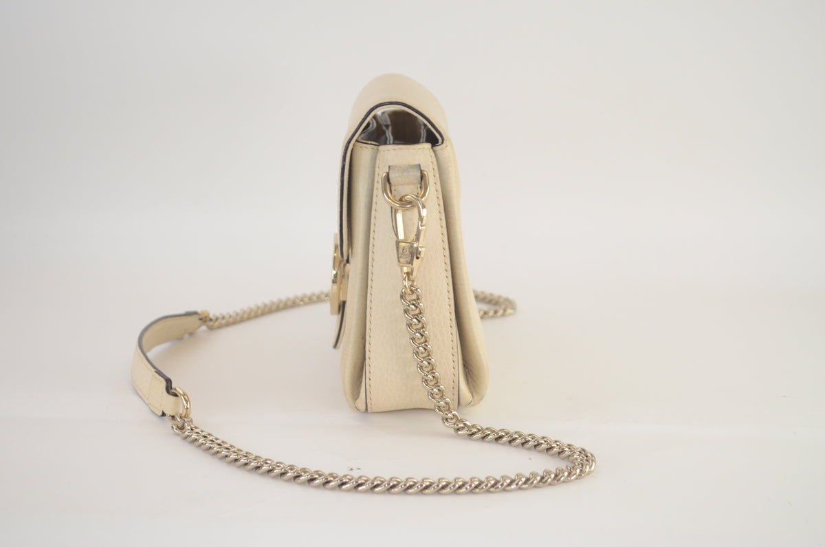 Gucci Interlocking G Shoulder Bag Leder Creme