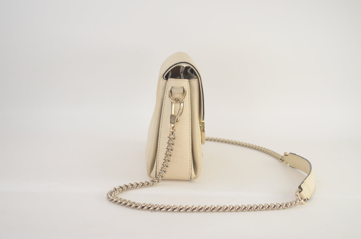Gucci Interlocking G Shoulder Bag Leder Creme