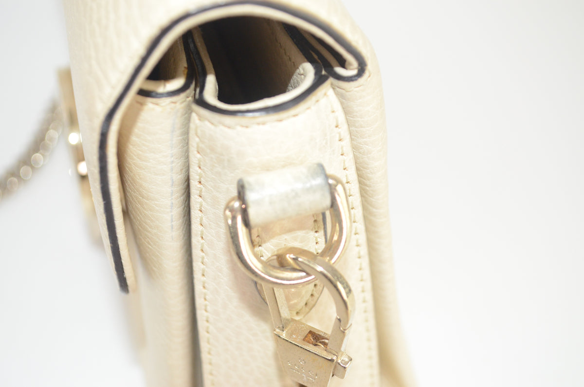 Gucci Interlocking G Shoulder Bag Leder Creme
