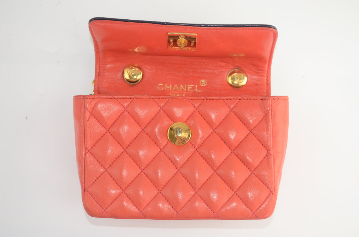 Chanel Mini Flap Bag Schwarz Korallrot