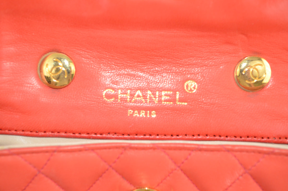 Chanel Mini Flap Bag Schwarz Korallrot