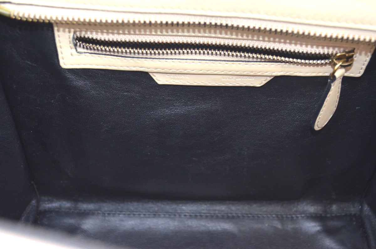 Celine Luggage Tote Bag Leder Beige Schwarz