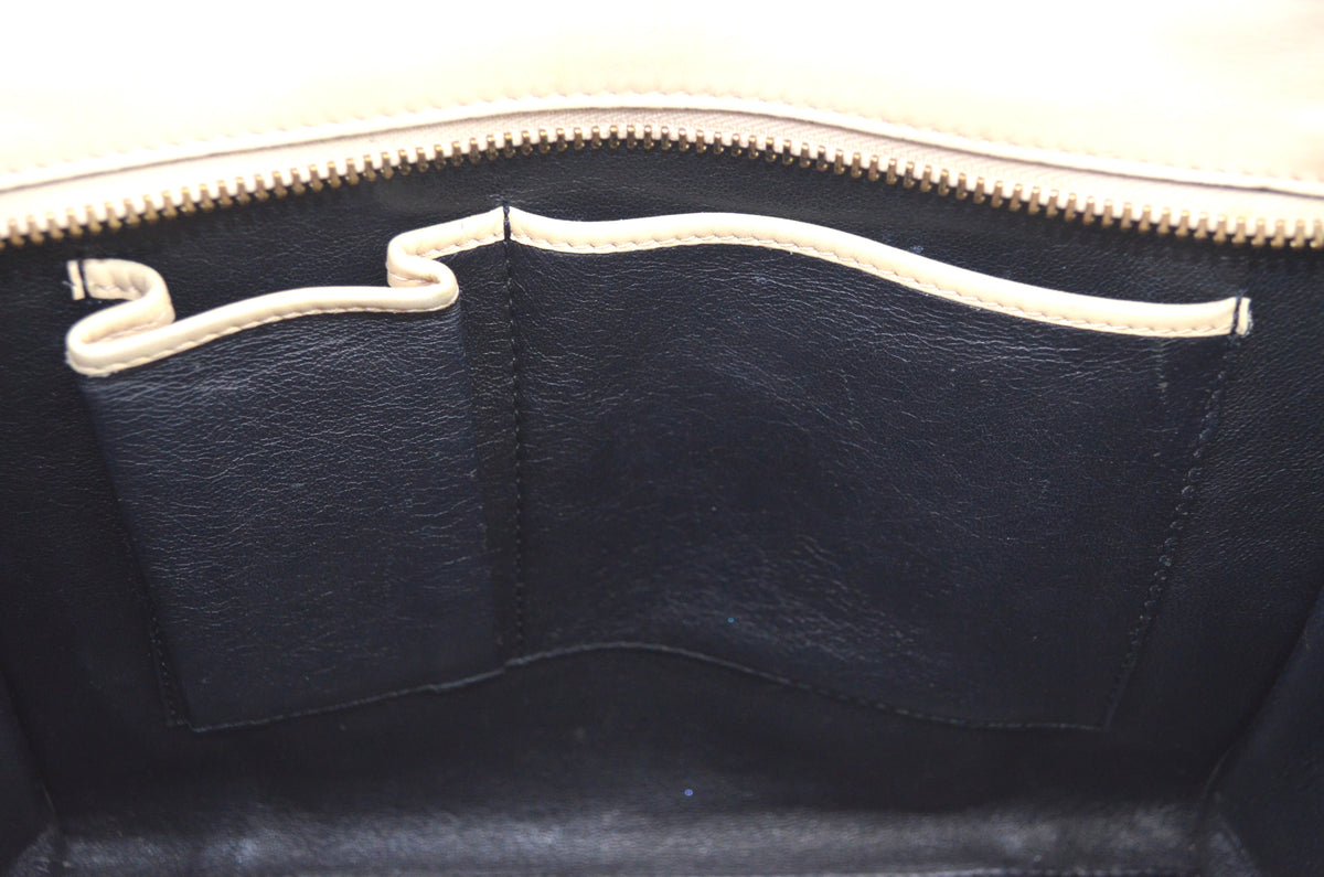 Celine Luggage Tote Bag Leder Beige Schwarz