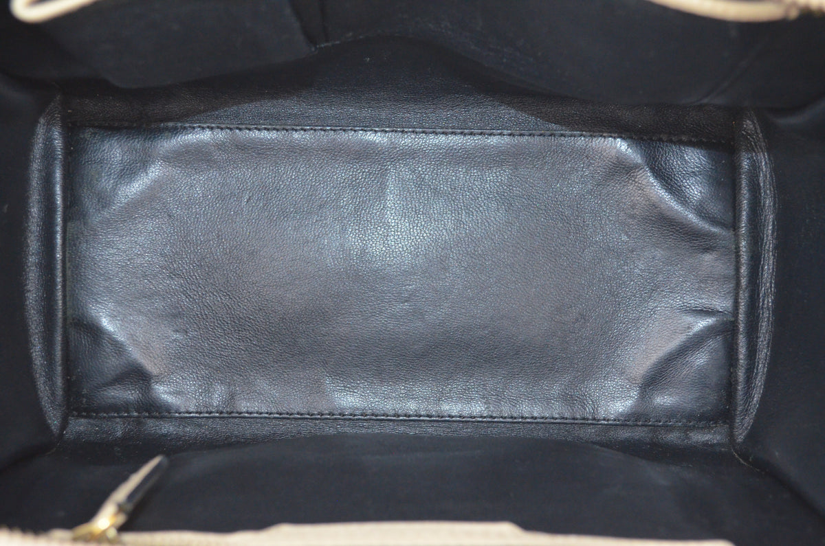 Celine Luggage Tote Bag Leder Beige Schwarz
