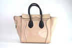 Celine Luggage Tote Bag Leder Beige Schwarz