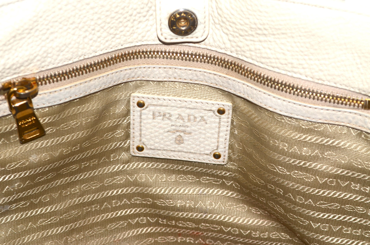 Prada Vitello Daino Tote Bag Weiß