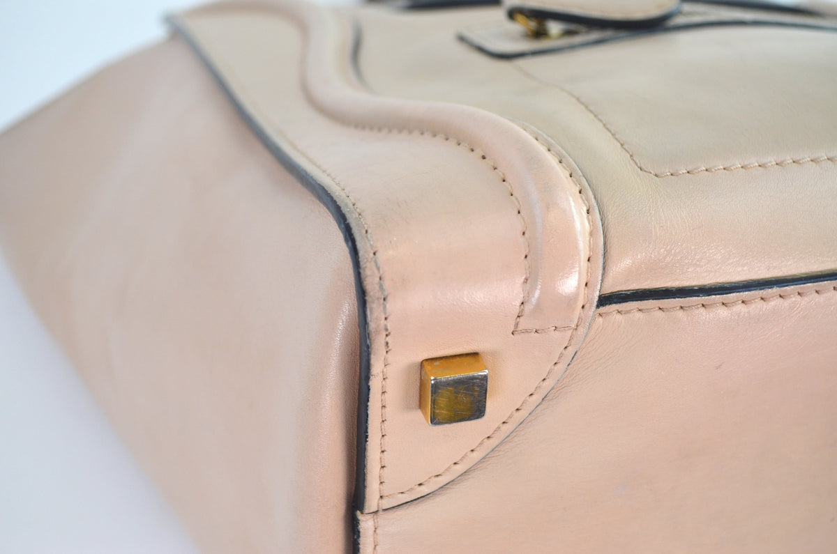Celine Luggage Tote Bag Leder Beige Schwarz