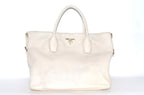 Prada Vitello Daino Tote Bag Weiß