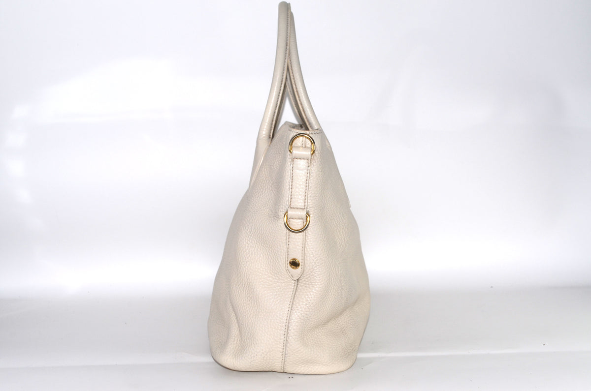 Prada Vitello Daino Tote Bag Weiß