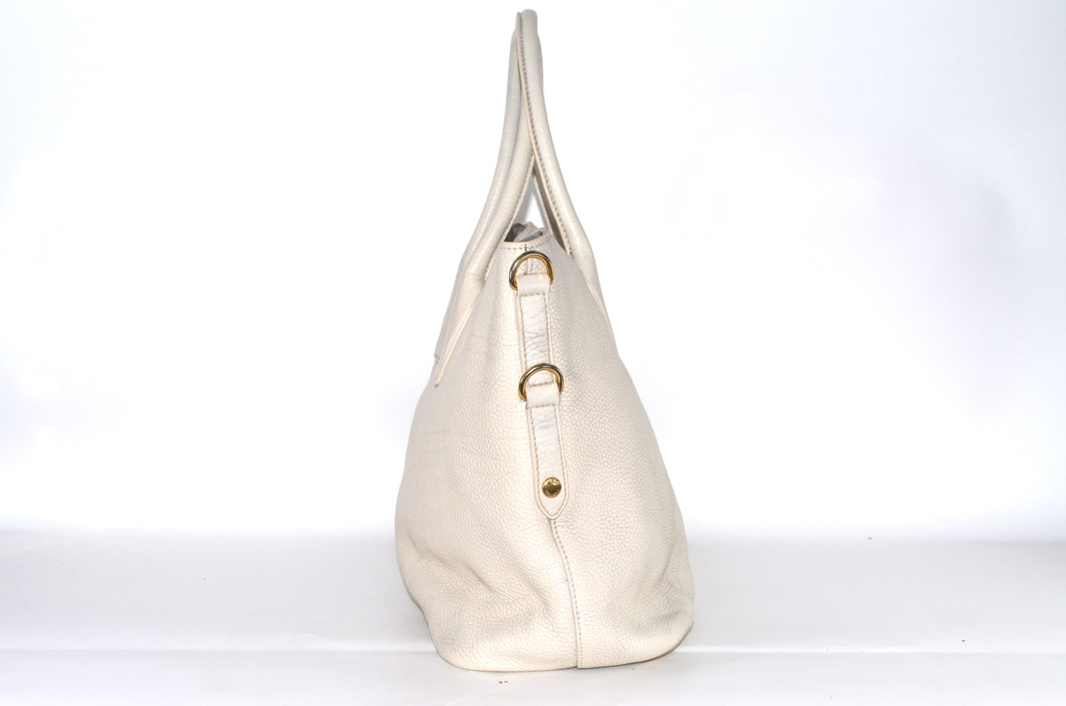 Prada Vitello Daino Tote Bag Weiß
