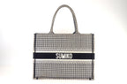 Dior Book Tote Large Houndstooth Schwarz Weiß