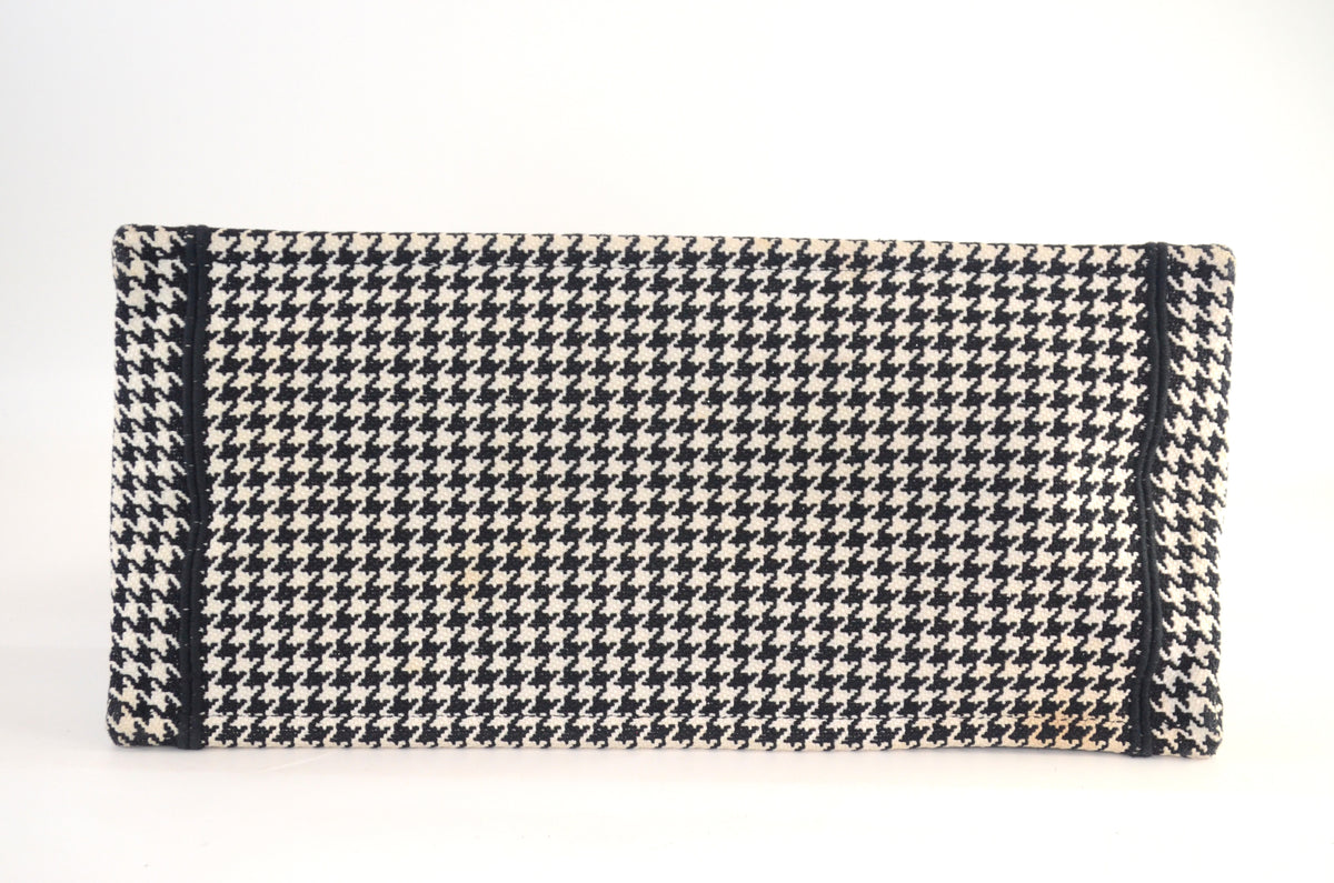 Dior Book Tote Large Houndstooth Schwarz Weiß