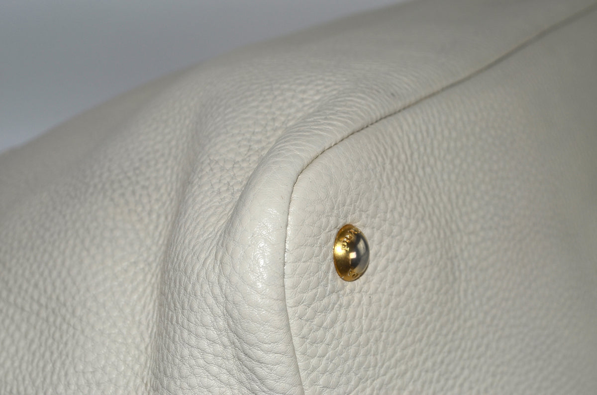 Prada Vitello Daino Tote Bag Weiß