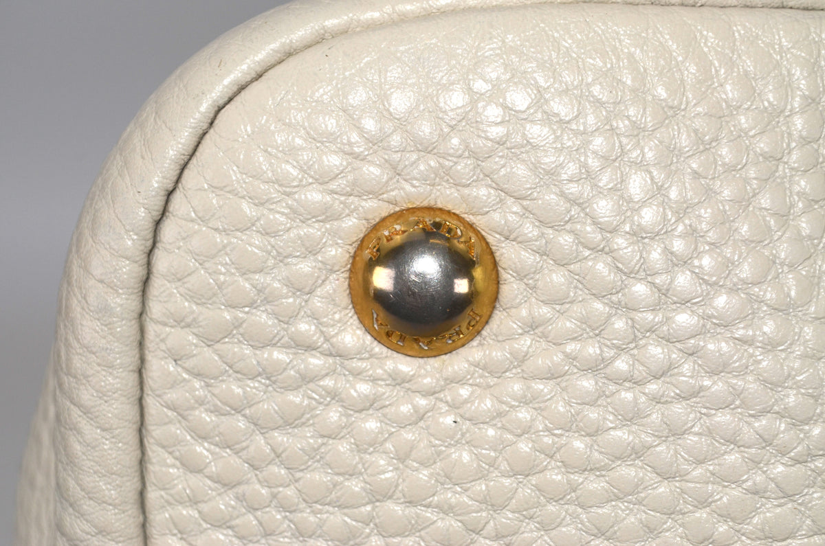 Prada Vitello Daino Tote Bag Weiß