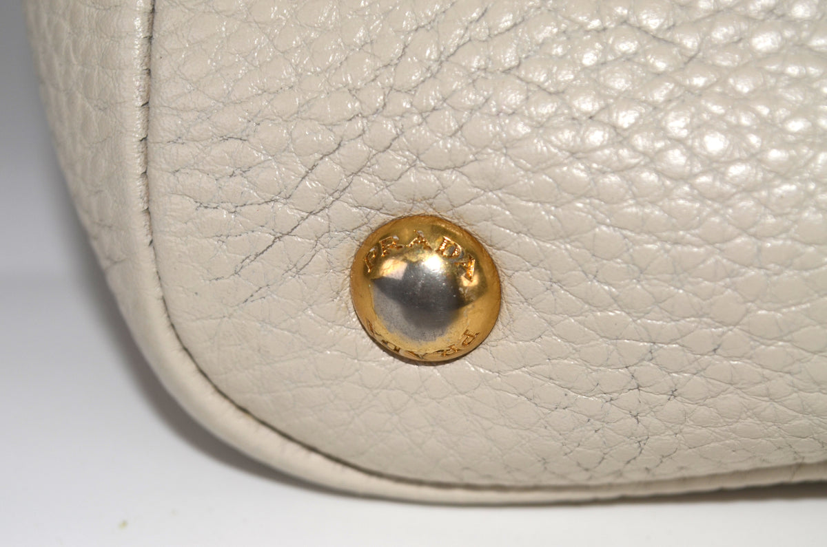 Prada Vitello Daino Tote Bag Weiß