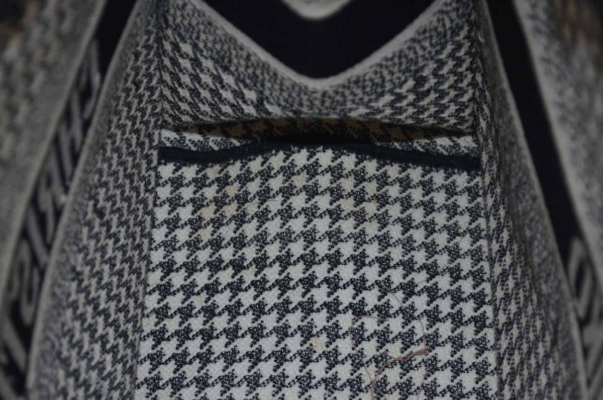 Dior Book Tote Large Houndstooth Schwarz Weiß