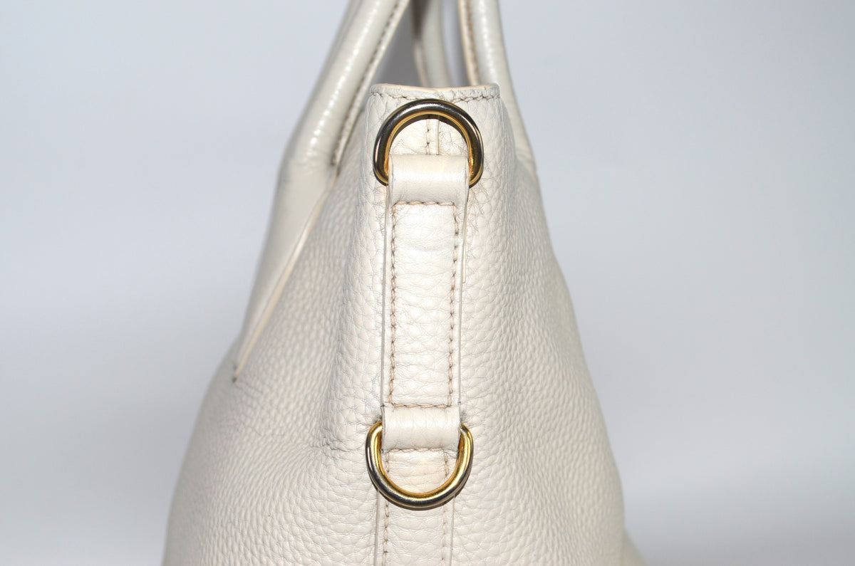 Prada Vitello Daino Tote Bag Weiß