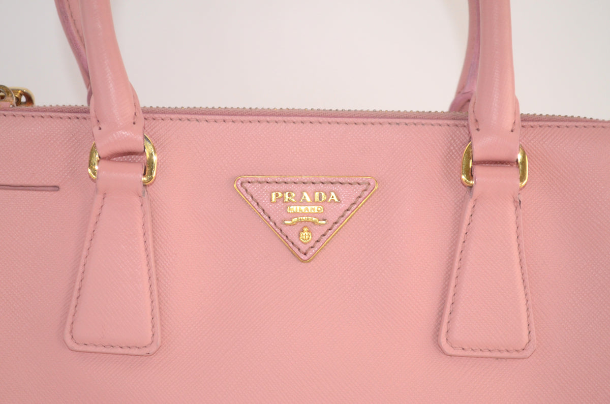 Prada Galleria Saffiano Lux Double Zip Tote Rosa