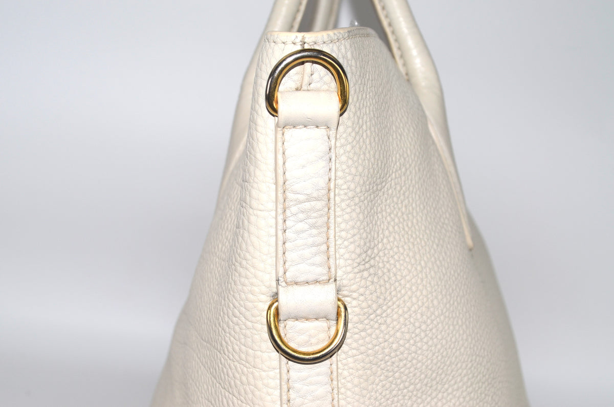 Prada Vitello Daino Tote Bag Weiß