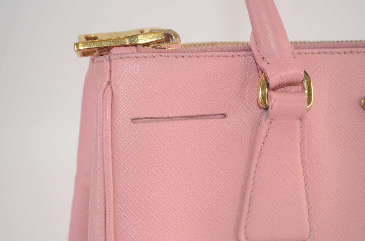 Prada Galleria Saffiano Lux Double Zip Tote Rosa