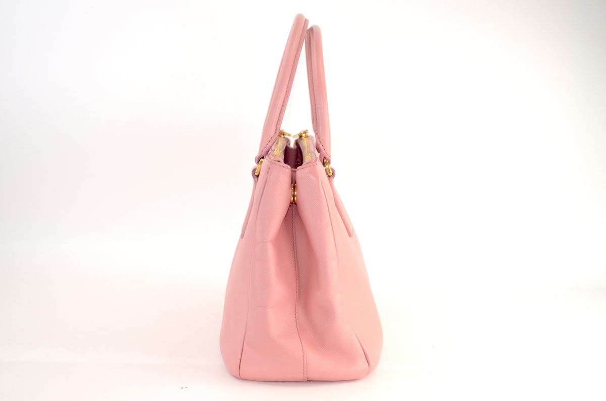 Prada Galleria Saffiano Lux Double Zip Tote Rosa