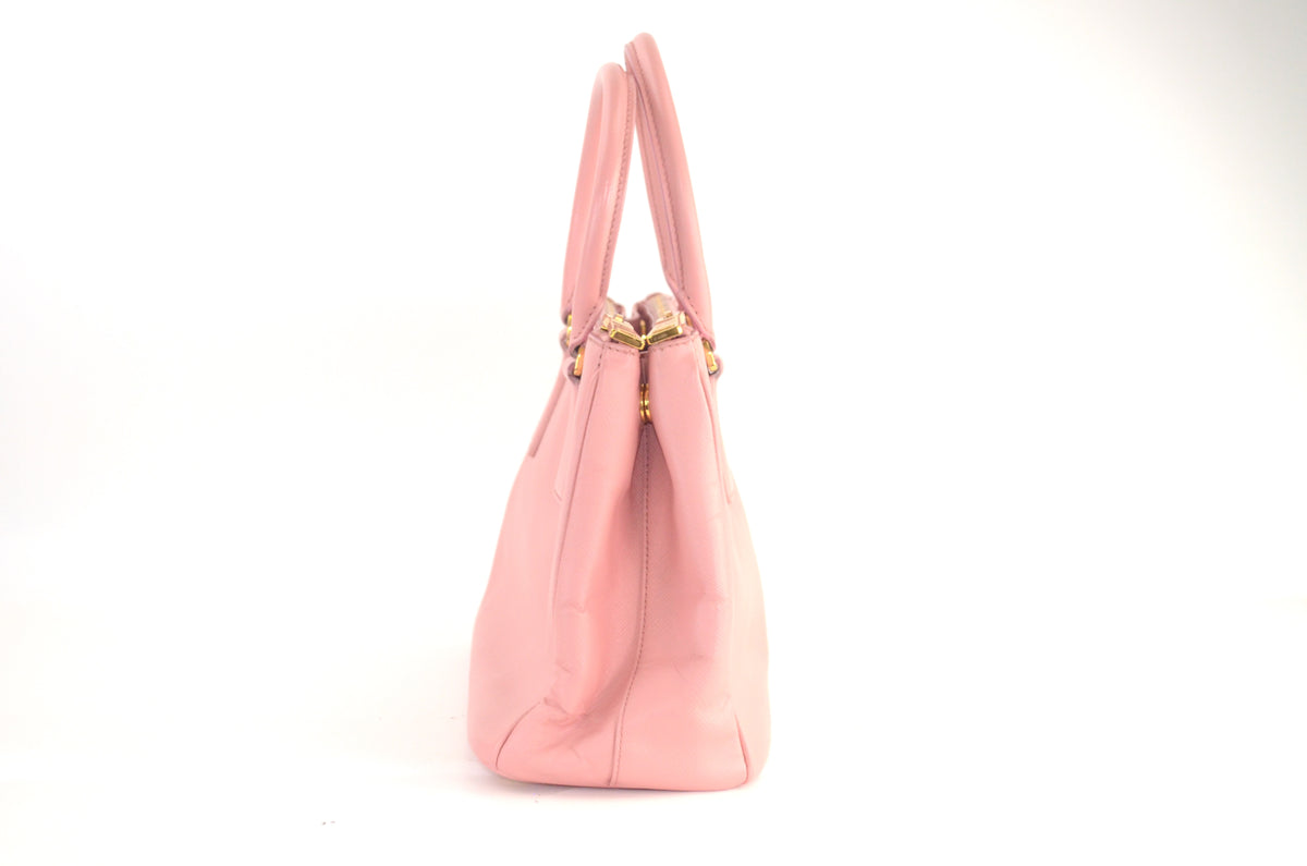 Prada Galleria Saffiano Lux Double Zip Tote Rosa