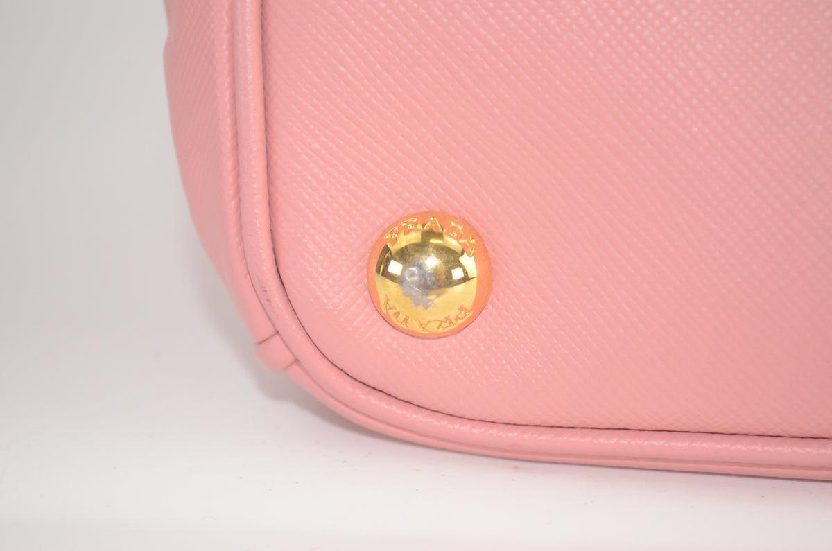 Prada Galleria Saffiano Lux Double Zip Tote Rosa
