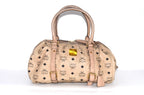 MCM Visetos Vintage Boston Satchel Beige