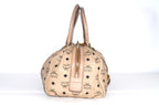 MCM Visetos Vintage Boston Satchel Beige