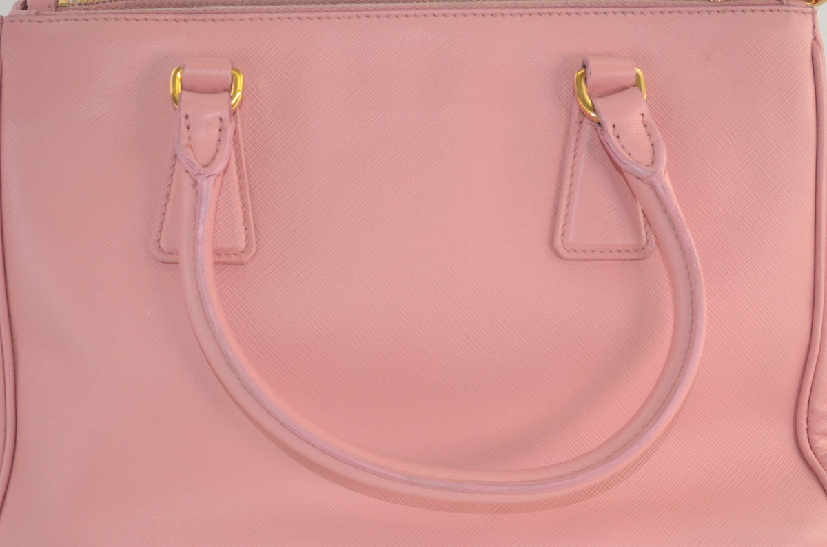 Prada Galleria Saffiano Lux Double Zip Tote Rosa