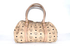MCM Visetos Vintage Boston Satchel Beige