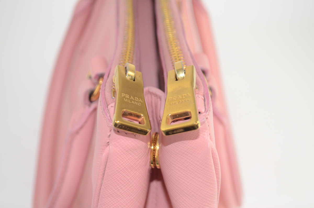 Prada Galleria Saffiano Lux Double Zip Tote Rosa