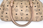 MCM Visetos Vintage Boston Satchel Beige